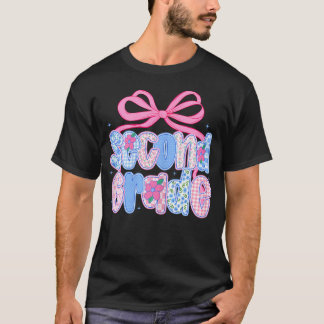 Prydlig andra klass blommig coquette-båge bak t shirt