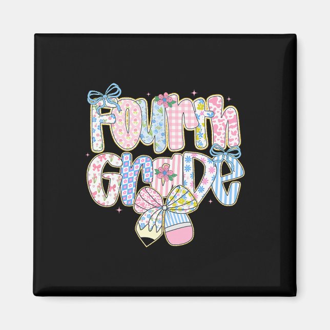 Prydlig Blomma Tillbaka Till Skolan 4:e Klass Coqu Magnet (Framsidan)