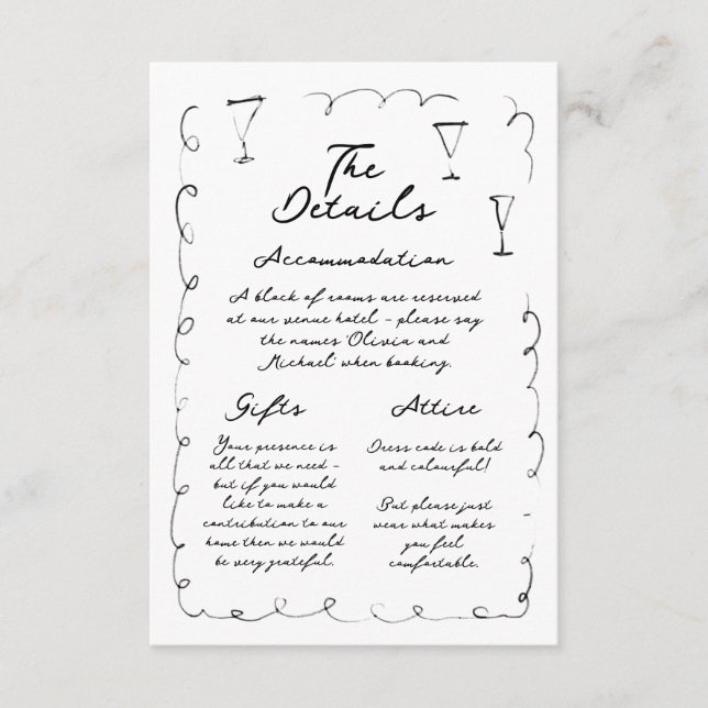 Prydlig för hand ritad detaljer Infogningskort Tilläggskort (Framsida)