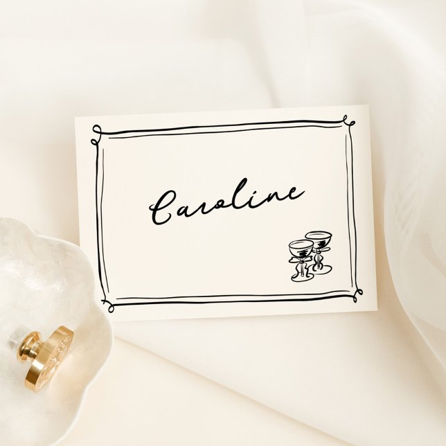 Prydlig Handritad Klotter Platskort Bordsnummer (Skapare uppladdad)