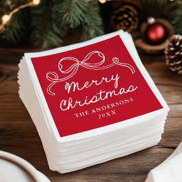 Prydlig handritad röd julbåge God Jul Pappersservett