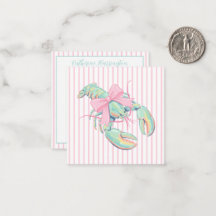 Prydlig rosa och grön akvarell hummer på randig ba