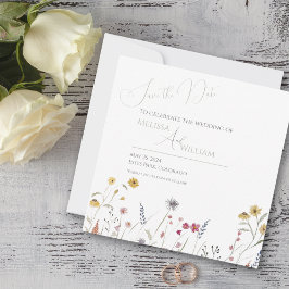 Prydliga akvarellvilda blommor spara datumet