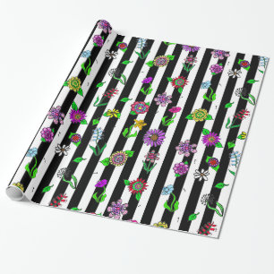 Prydliga Handritade Blommor Presentpapper