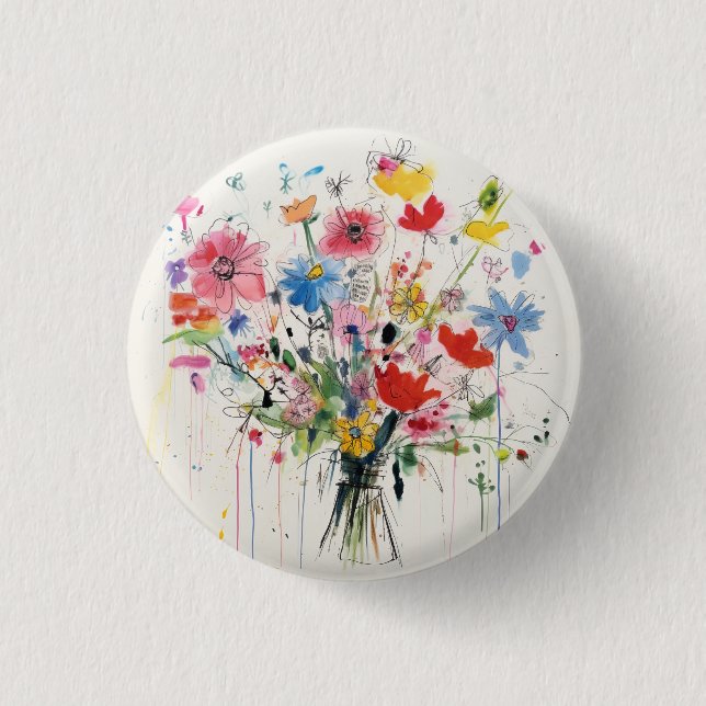 Prydligt blommotiv, blomsteremblem, märke, knapp (Framsida)