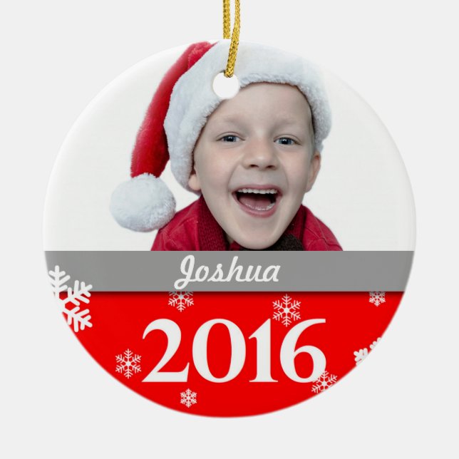 Prydnad 2016 för personligfotojulgran julgransprydnad keramik (Framsidan)