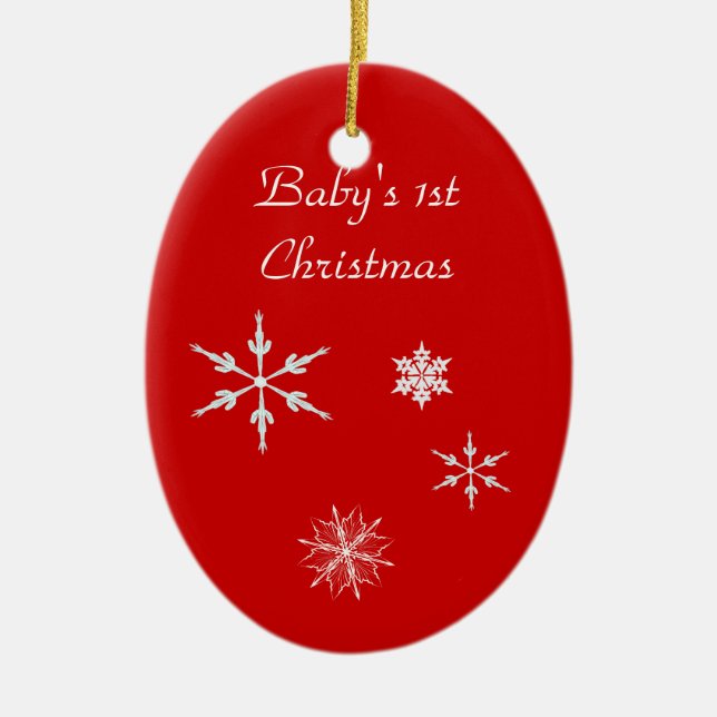 Prydnad--Baby 1st med snöflingor Julgransprydnad Keramik (Framsidan)