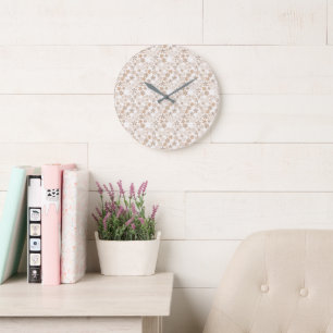 Prydnad blommor Beige Blommig Estetik Ditsy Tan Stor Klocka