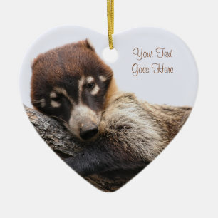 Prydnad: Coatimundi #4 (hjärta) Julgransprydnad Keramik