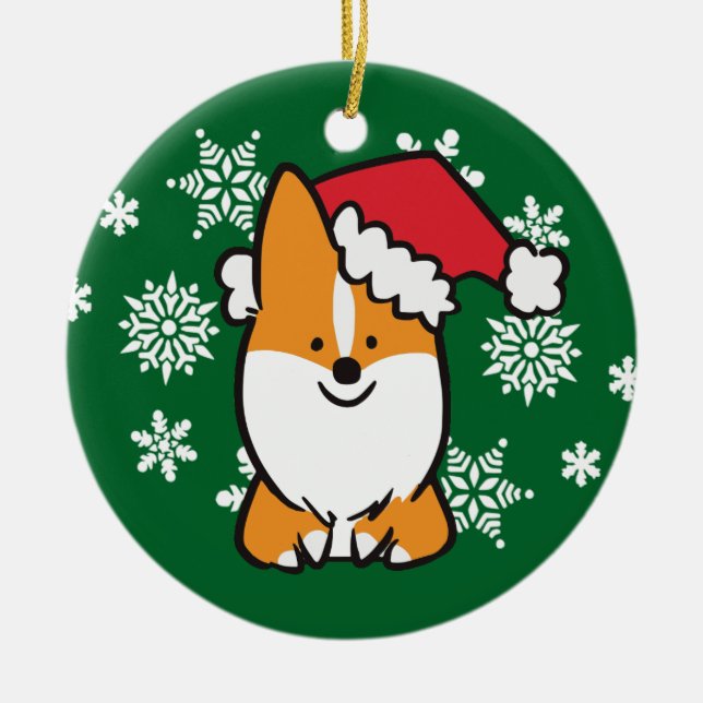 Prydnad | CorgiThings för Santa hattCorgi Julgransprydnad Keramik (Framsidan)