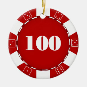 Prydnad för 100 dollar pokerchip julgransprydnad keramik