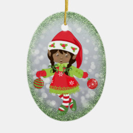 Prydnad för afrikansk amerikanflickajul julgransprydnad keramik