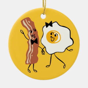 Prydnad för älskare för bacon'n-ägg julgransprydnad keramik