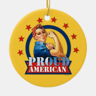 Prydnad för amerikan för Rosie Riveter stolt Julgransprydnad Keramik
