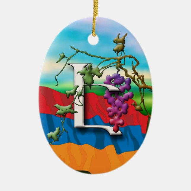 Prydnad för armeniska alfabetinitialer E" Julgransprydnad Keramik (Framsidan)