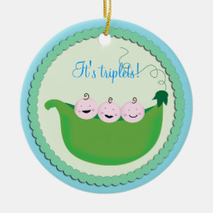 Prydnad för baby shower "för söt ärta" för julgransprydnad keramik