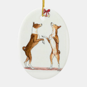 Prydnad för Basenji hundkonst Julgransprydnad Keramik