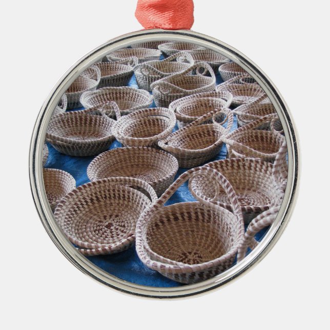 Prydnad för basket för Charleston SC Sweetgrass Julgransprydnad Metall (Framsidan)