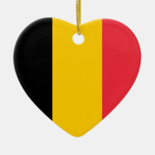Prydnad för Belgien flaggahjärta Julgransprydnad Keramik