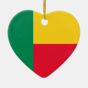 Prydnad för Benin flaggahjärta Julgransprydnad Keramik
