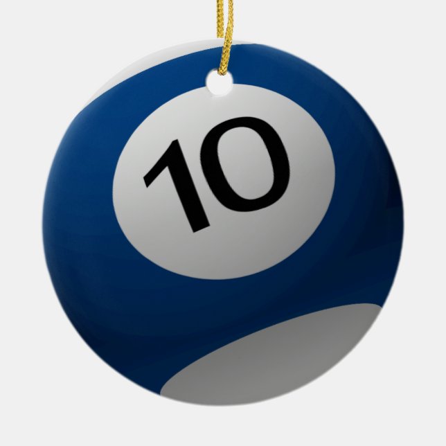 PRYDNAD FÖR BILLIARDBOLLJUL 10 (TIO) BLUE/WH JULGRANSPRYDNAD KERAMIK (Framsidan)