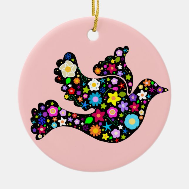 Prydnad för blommafredduva julgransprydnad keramik (Framsidan)