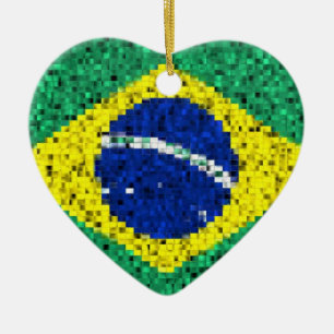Prydnad för Brasilien flaggaglitter Julgransprydnad Keramik