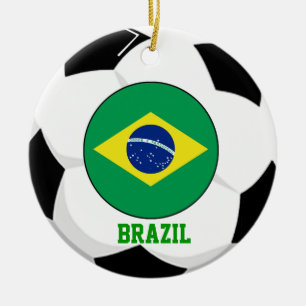 Prydnad för Brasilien fotbollfläkt vmmästare f Julgransprydnad Keramik