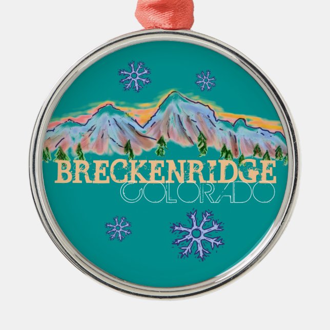 Prydnad för Breckenridge Colorado bergsnowflake Julgransprydnad Metall (Framsidan)