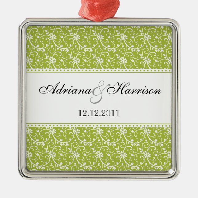 Prydnad för bröllop för Swirly Vine damastast Julgransprydnad Metall (Framsidan)