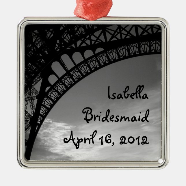 Prydnad för brudtärna för Eiffel tornpersonlig Julgransprydnad Metall (Framsidan)