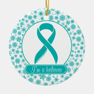 Prydnad för cancer för krickaSnowflake Ovarian Julgransprydnad Keramik