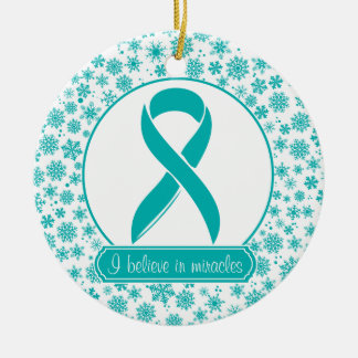 Prydnad för cancer för krickaSnowflake Ovarian Julgransprydnad Keramik