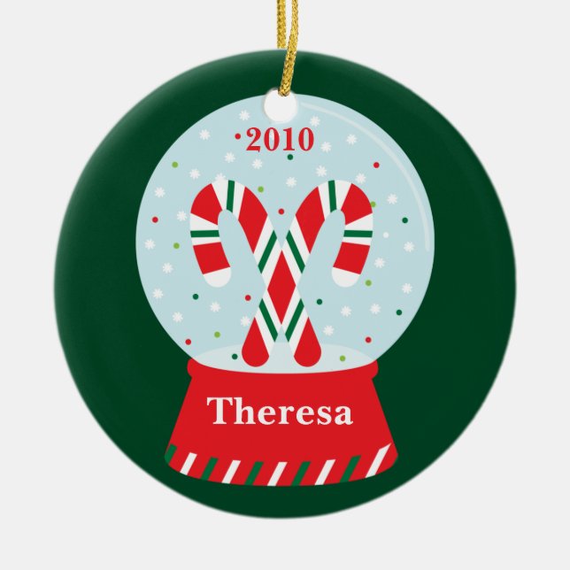 Prydnad för candy caneSnowglobe jul Julgransprydnad Keramik (Framsidan)
