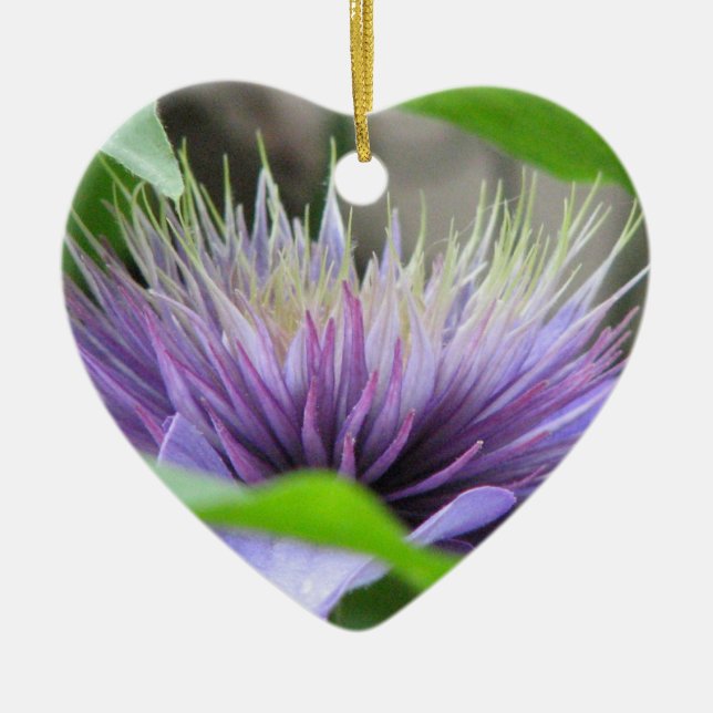 Prydnad för Clematisblommablommar Julgransprydnad Keramik (Framsidan)