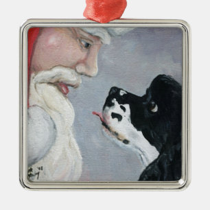 Prydnad för cockerspanielspaniel- och Santa Julgransprydnad Metall