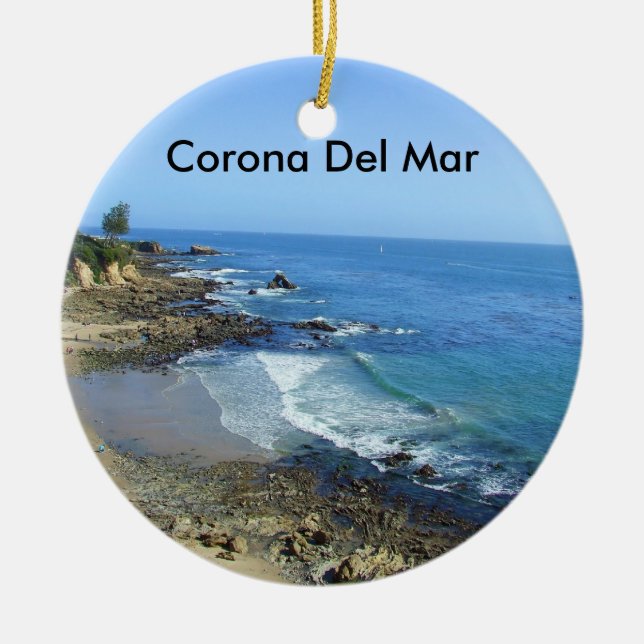 Prydnad för Corona del Mar Kalifornien CA Julgransprydnad Keramik (Framsidan)