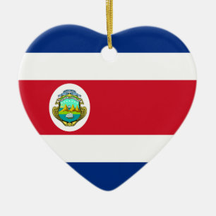 Prydnad för Costa Rica flaggahjärta Julgransprydnad Keramik