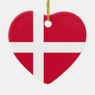 Prydnad för Danmark flaggahjärta Julgransprydnad Keramik