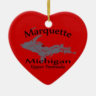 Prydnad för design för Marquette Michigan Julgransprydnad Keramik