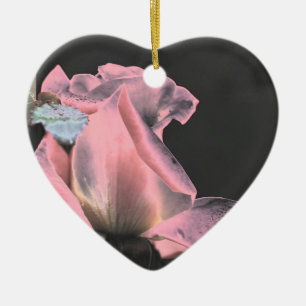 Prydnad för Digital rosa rosenknoppblomma Julgransprydnad Keramik