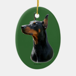Prydnad för DobermanPinscherhuvud Julgransprydnad Keramik
