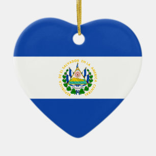 Prydnad för El Salvador flaggahjärta Julgransprydnad Keramik