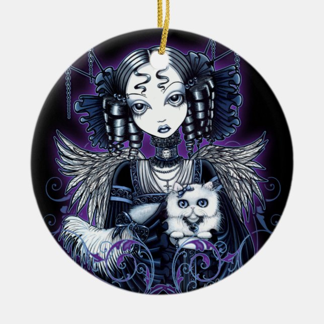 Prydnad "för Elizabeth" gotisk Victorianängel Julgransprydnad Keramik (Framsidan)
