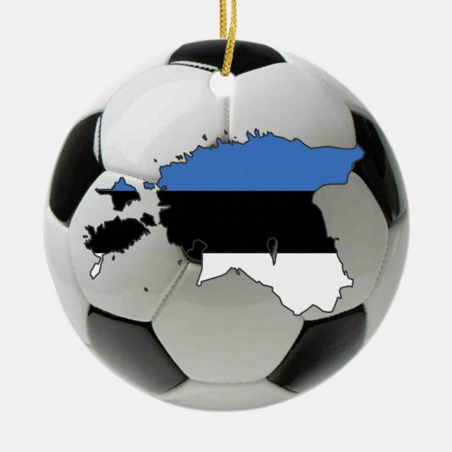 Prydnad för Estland fotbollfotboll Julgransprydnad Keramik (Framsidan)