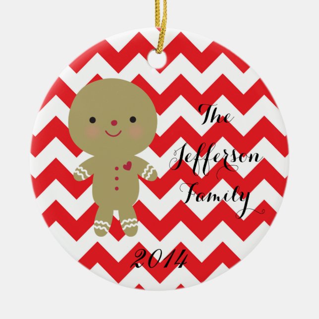 Prydnad för familj för personligjulpepparkaka julgransprydnad keramik (Framsidan)