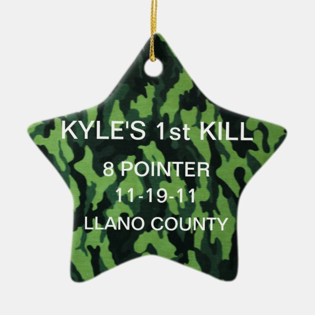 Prydnad "för FÖRSTA HJORT" Julgransprydnad Keramik (Framsidan)