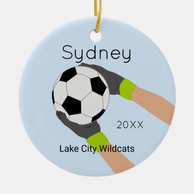 Prydnad för fotbollGoalieminnessak Julgransprydnad Keramik (Framsidan)