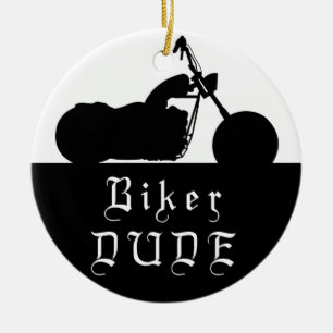 Prydnad för foto för bikerDUDEmotorcykel Julgransprydnad Keramik