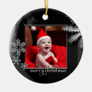 Prydnad för foto "för första jul" för julgransprydnad keramik